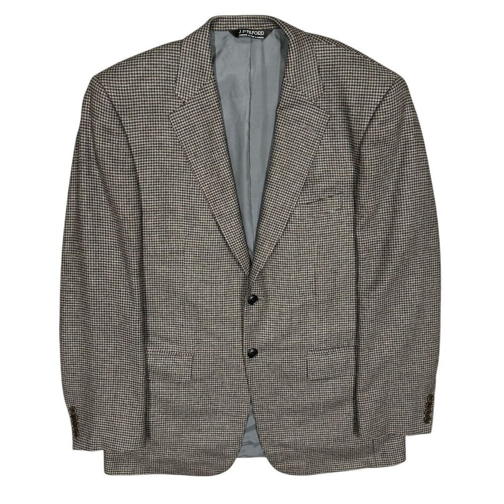 Samuelsohn Wool Cashmere Blazer Houndstooth Sport Coat Brown 41R